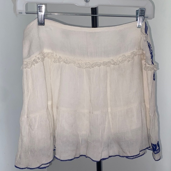 RAGA White and Blue Embroidered Mini Skirt - Picture 9 of 10